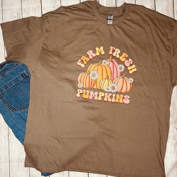 Gildan Tops - SALE NEW Farm Fresh Pumpkins T-Shirt, Fall, Fall time, Plus Size, Harvest